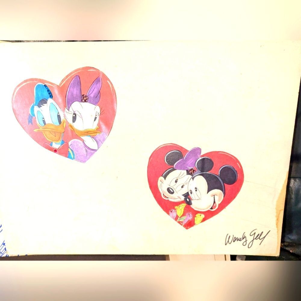 Wendy Gell Disney art, production drawing for Disney jewelry 1980s.